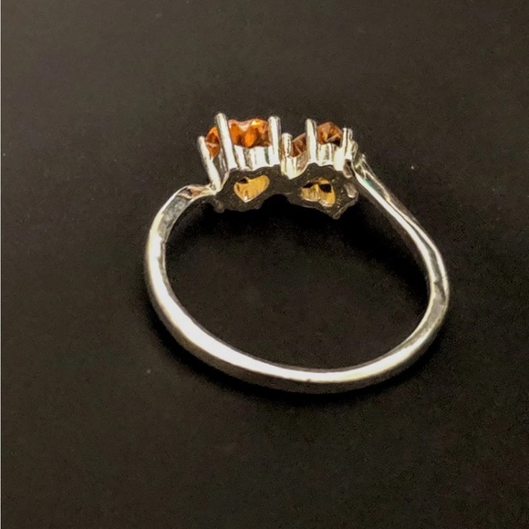 Stunning Natural Citrine double Hearts in 925 Sterling Silver Ring Sz 6.5 - Picture 6 of 7